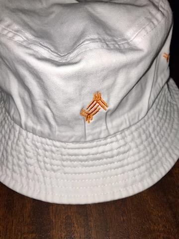 Yorgea By Demond Siobon White/Orange Embroidered Bucket Hat